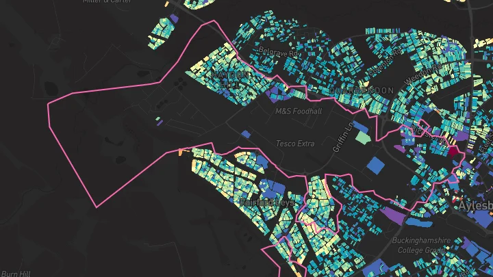 House price heatmap showing property values across Aylesbury