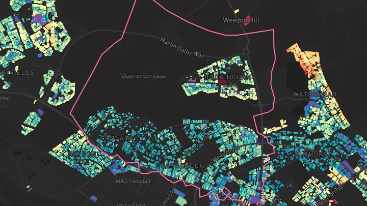 House price heatmap showing property values across Aylesbury