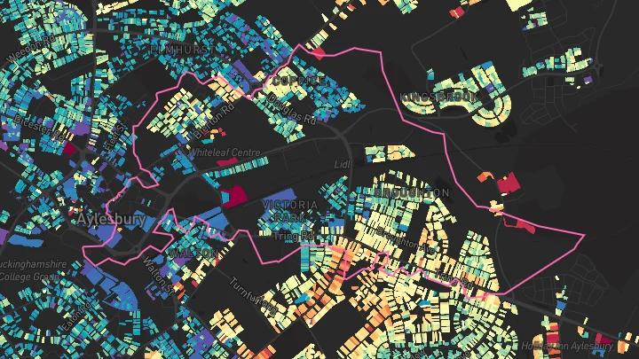 House price heatmap showing property values across Aylesbury