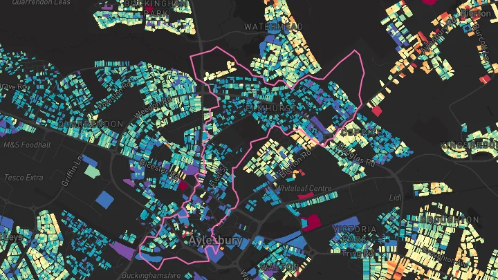 House price heatmap showing property values across Aylesbury