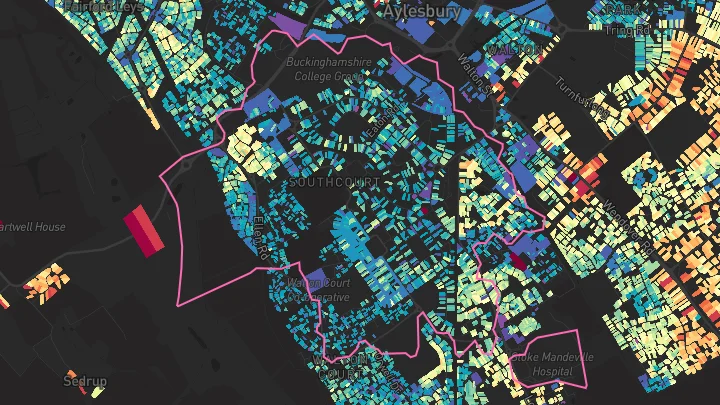 House price heatmap showing property values across Aylesbury