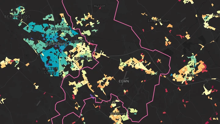 House price heatmap showing property values across Aston Clinton