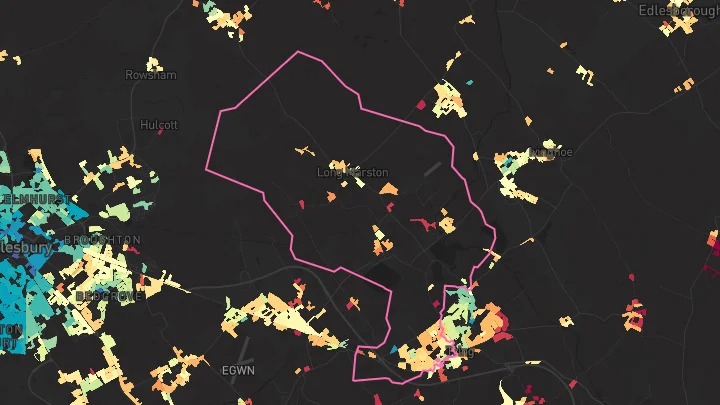 House price heatmap showing property values across Tring