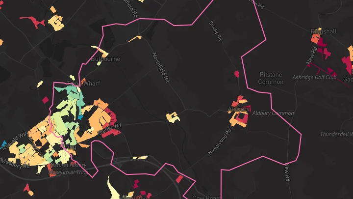 House price heatmap showing property values across Tring