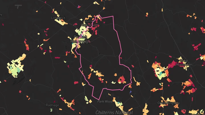 House price heatmap showing property values across Princes Risborough