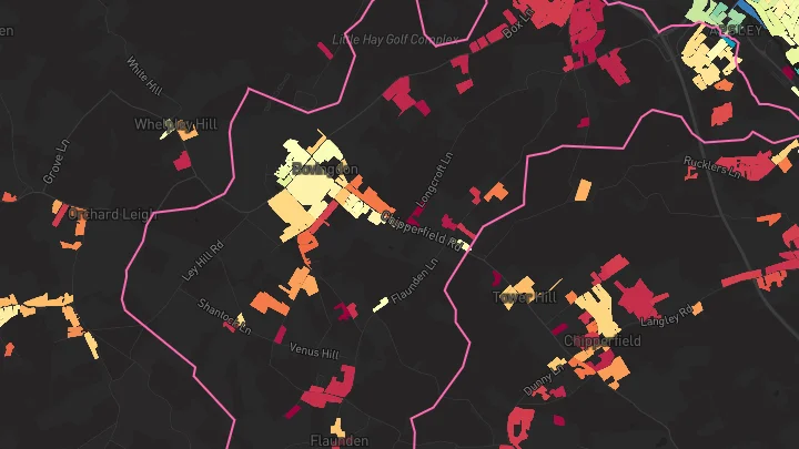 House price heatmap showing property values across Bovingdon