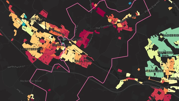 House price heatmap showing property values across Berkhamsted