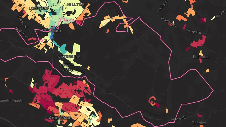 House price heatmap showing property values across Chesham