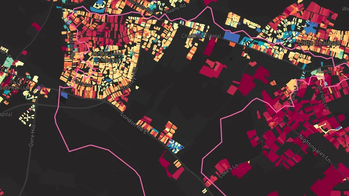 House price heatmap showing property values across Amersham