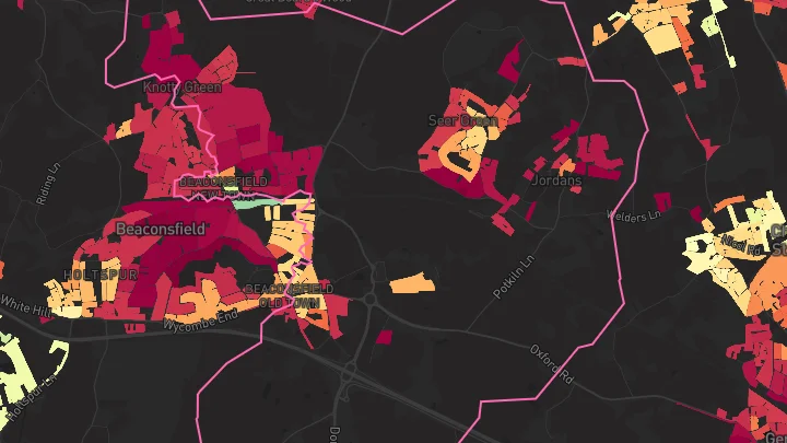House price heatmap showing property values across Seer Green