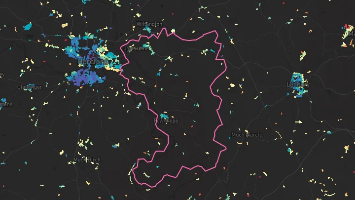 House price heatmap showing property values across Bartestree