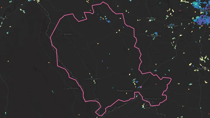 House price heatmap showing property values across Peterchurch
