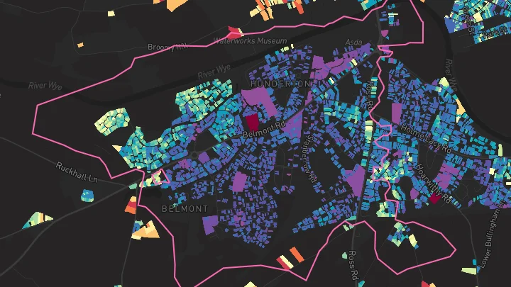 House price heatmap showing property values across Belmont
