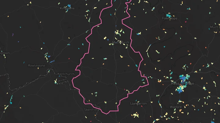 House price heatmap showing property values across Much Birch