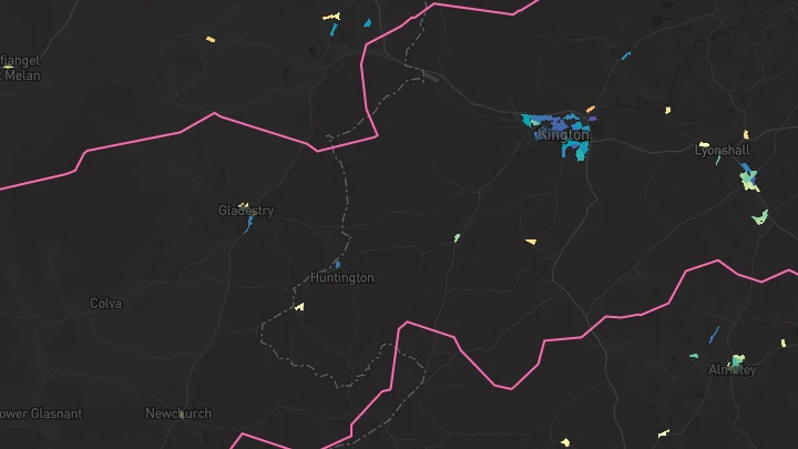 House price heatmap showing property values across Kington