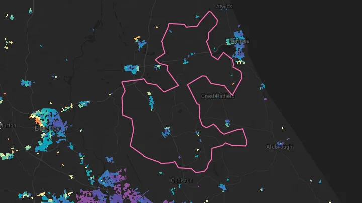 House price heatmap showing property values across Skirlaugh