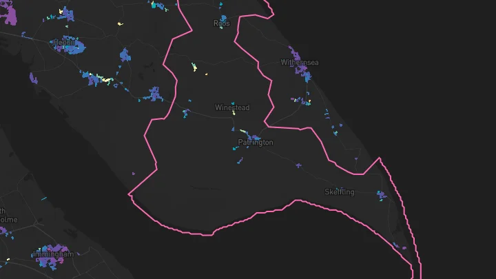 House price heatmap showing property values across Patrington