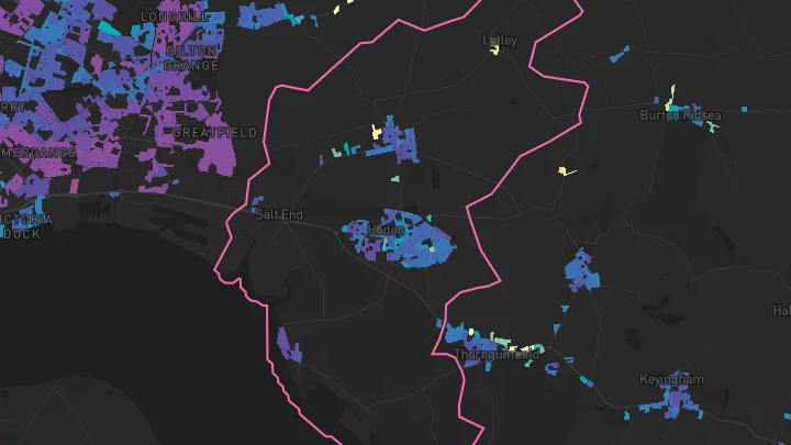 House price heatmap showing property values across Hedon