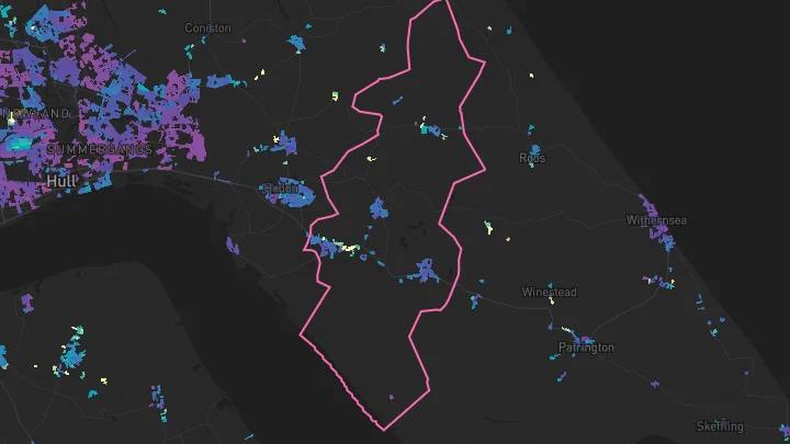 House price heatmap showing property values across Thorngumbald