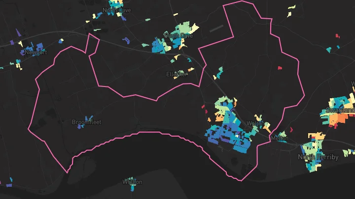 House price heatmap showing property values across Brough