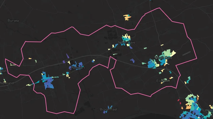 House price heatmap showing property values across South Cave