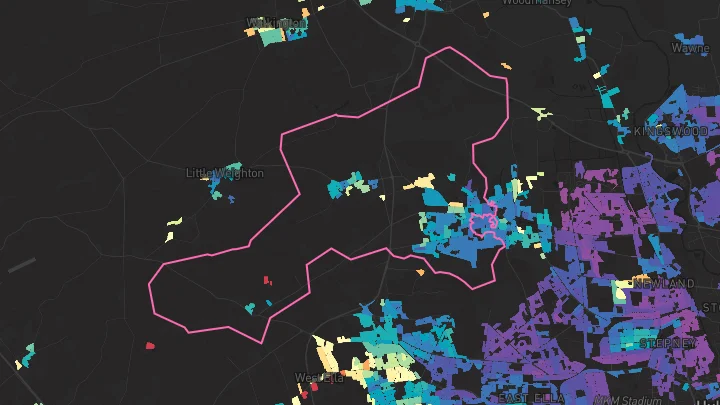 House price heatmap showing property values across Cottingham