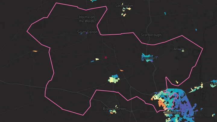 House price heatmap showing property values across Beverley