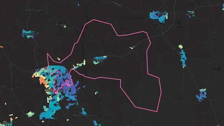 House price heatmap showing property values across Beverley