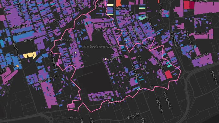 House price heatmap showing property values across Hull
