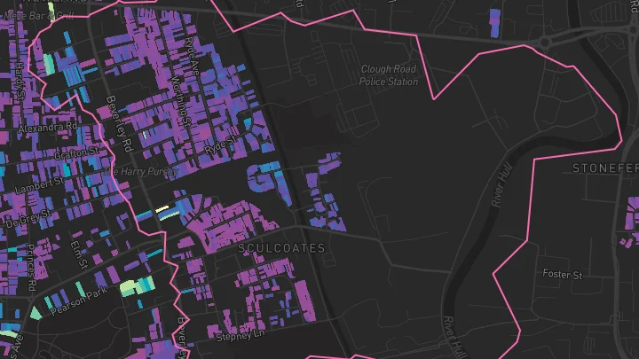 House price heatmap showing property values across Hull
