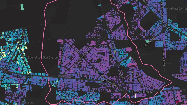 House price heatmap showing property values across Hull