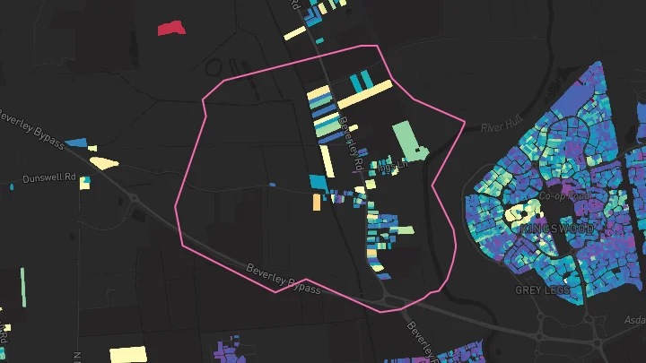 House price heatmap showing property values across Dunswell
