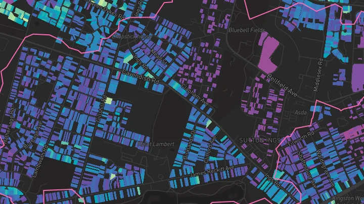 House price heatmap showing property values across Hull