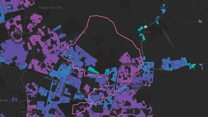 House price heatmap showing property values across Hull