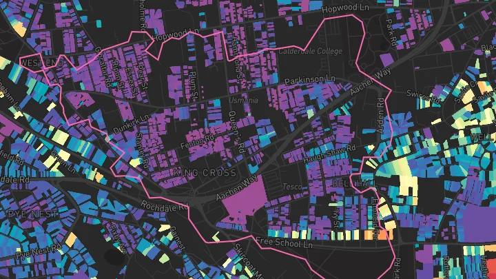 House price heatmap showing property values across Halifax