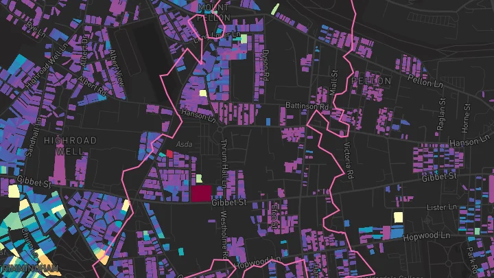 House price heatmap showing property values across Halifax