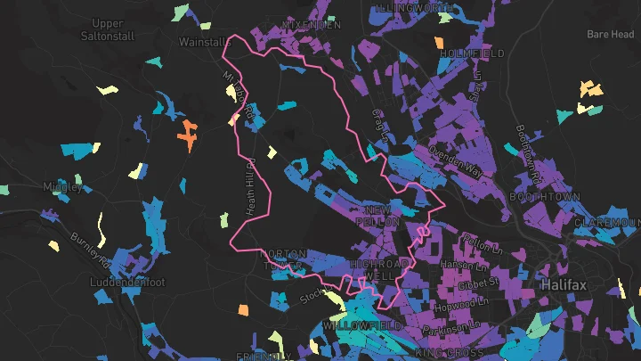 House price heatmap showing property values across Halifax
