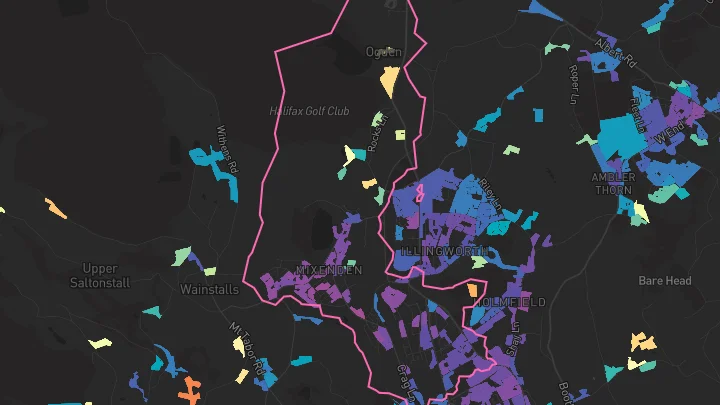 House price heatmap showing property values across Halifax