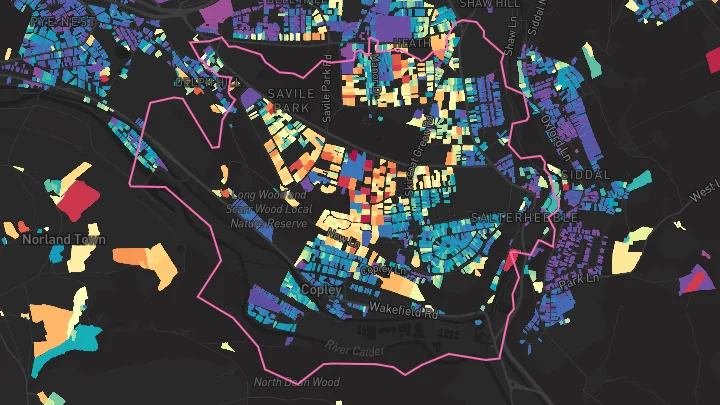 House price heatmap showing property values across Halifax