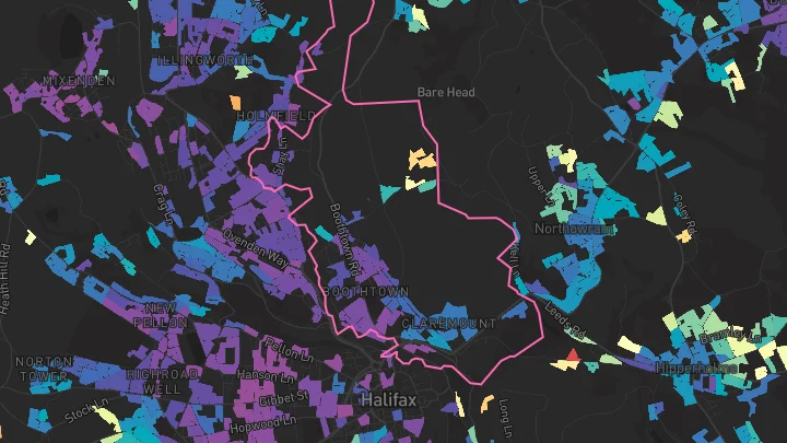 House price heatmap showing property values across Halifax