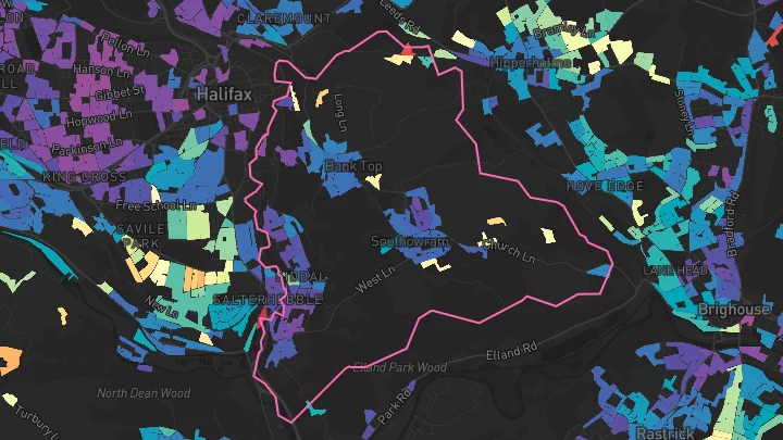 House price heatmap showing property values across Halifax