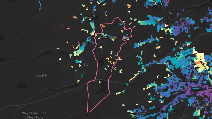 House price heatmap showing property values across Barkisland