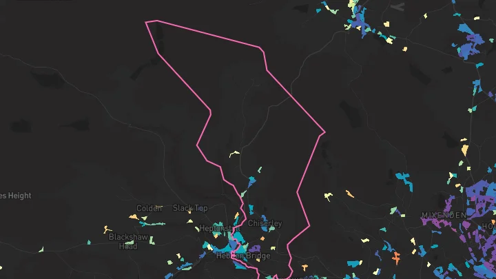 House price heatmap showing property values across Hebden Bridge