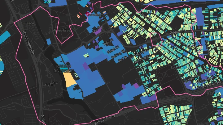 House price heatmap showing property values across Barking