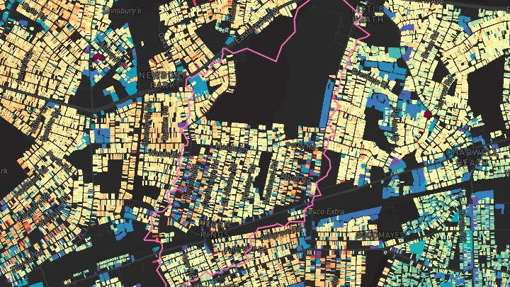 House price heatmap showing property values across Seven Kings