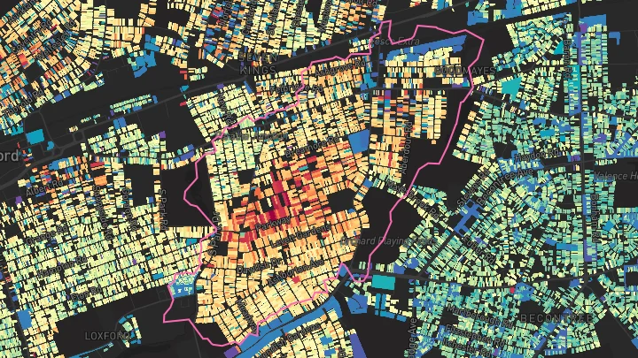House price heatmap showing property values across Goodmayes
