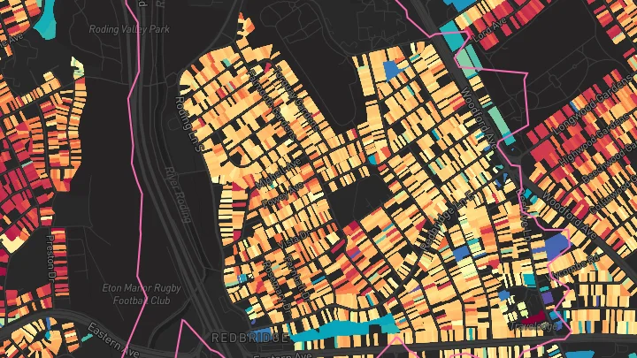 House price heatmap showing property values across Redbridge