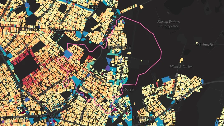 House price heatmap showing property values across Barkingside