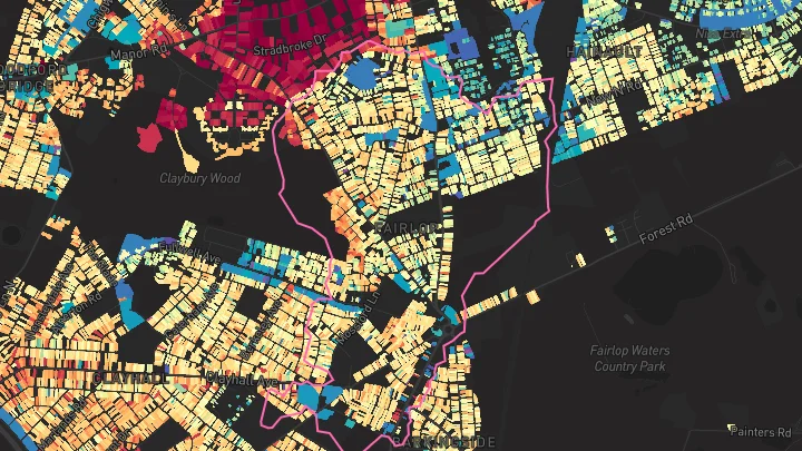House price heatmap showing property values across Fairlop
