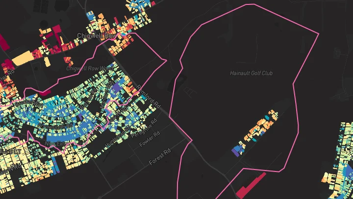 House price heatmap showing property values across Grange Hill